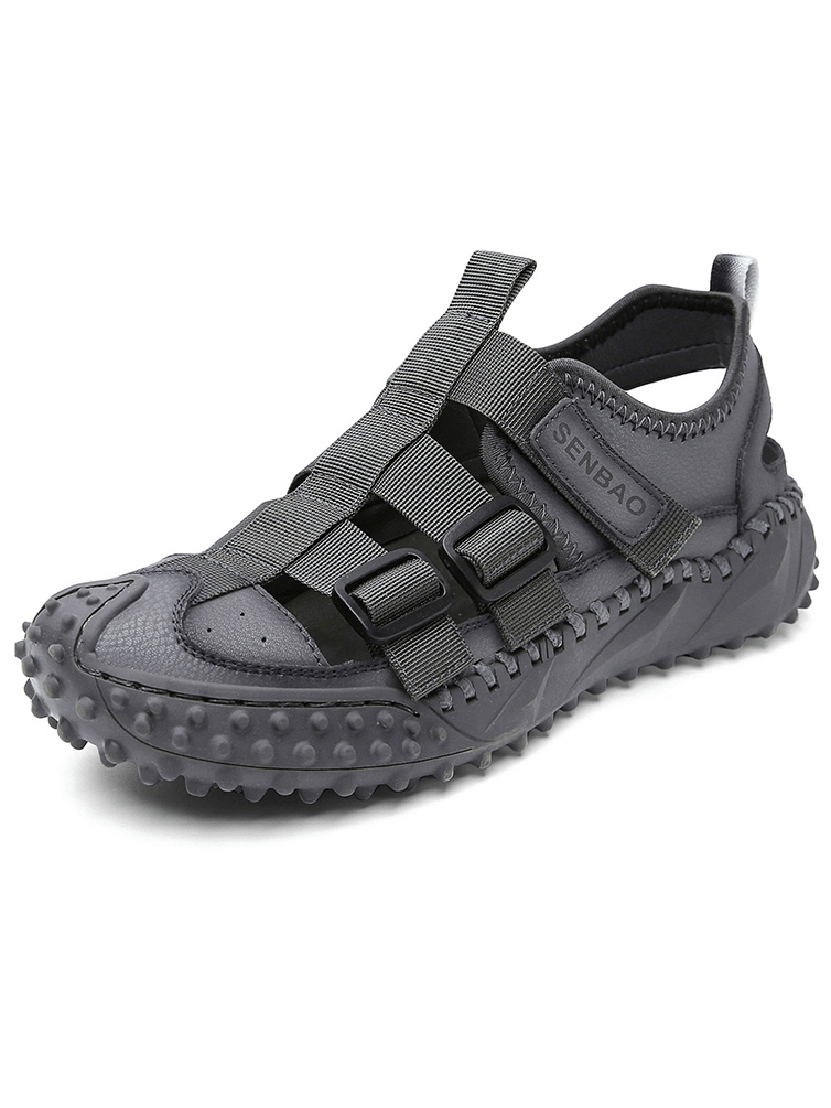 Elastic Soles Leather Men's Hiking Sandals with Breathable Upper, EVA insole, and rubber outsole, perfect for all-day comfort, SF1396